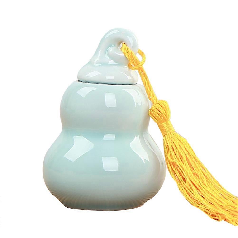 Ceramic Tea Jar Gourd Shape Bottle for Storage -Blue Container