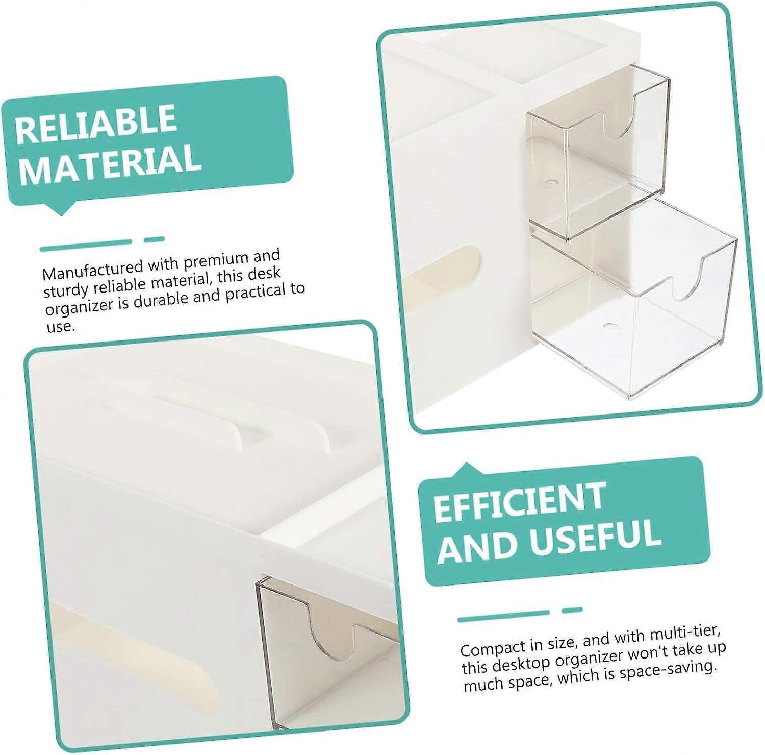 Multifunctional Desktop Storage Box White Table Organizer Stationery Cosmetics Sundries Lightweight Desk Drawer Container
