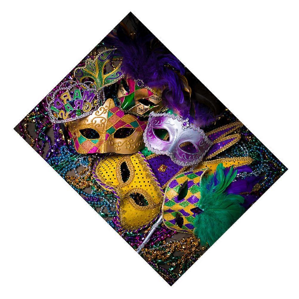 Carnival Party Decorative Backdrop Mask Pattern Background Cloth Carnival Party Scene Layout Multi Vinyl Material for 1Pcs