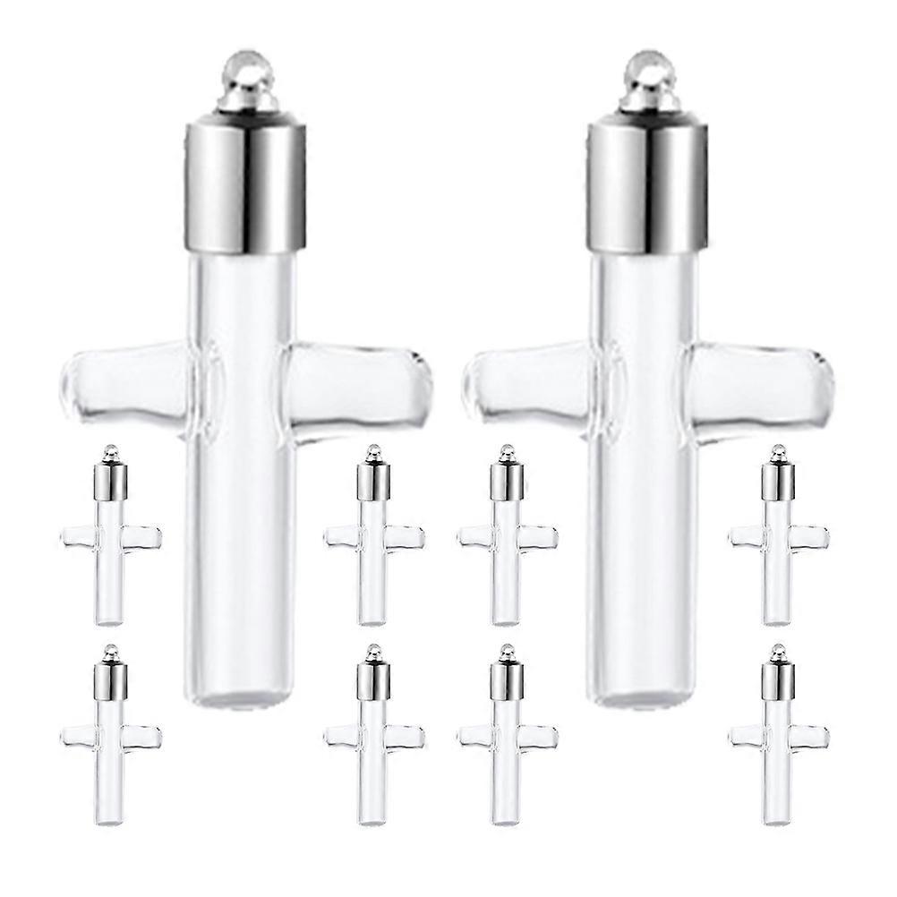 Tiny Glass Jars Mini Wish Bottles for Decoration 5Sets of Cross Shape Vials