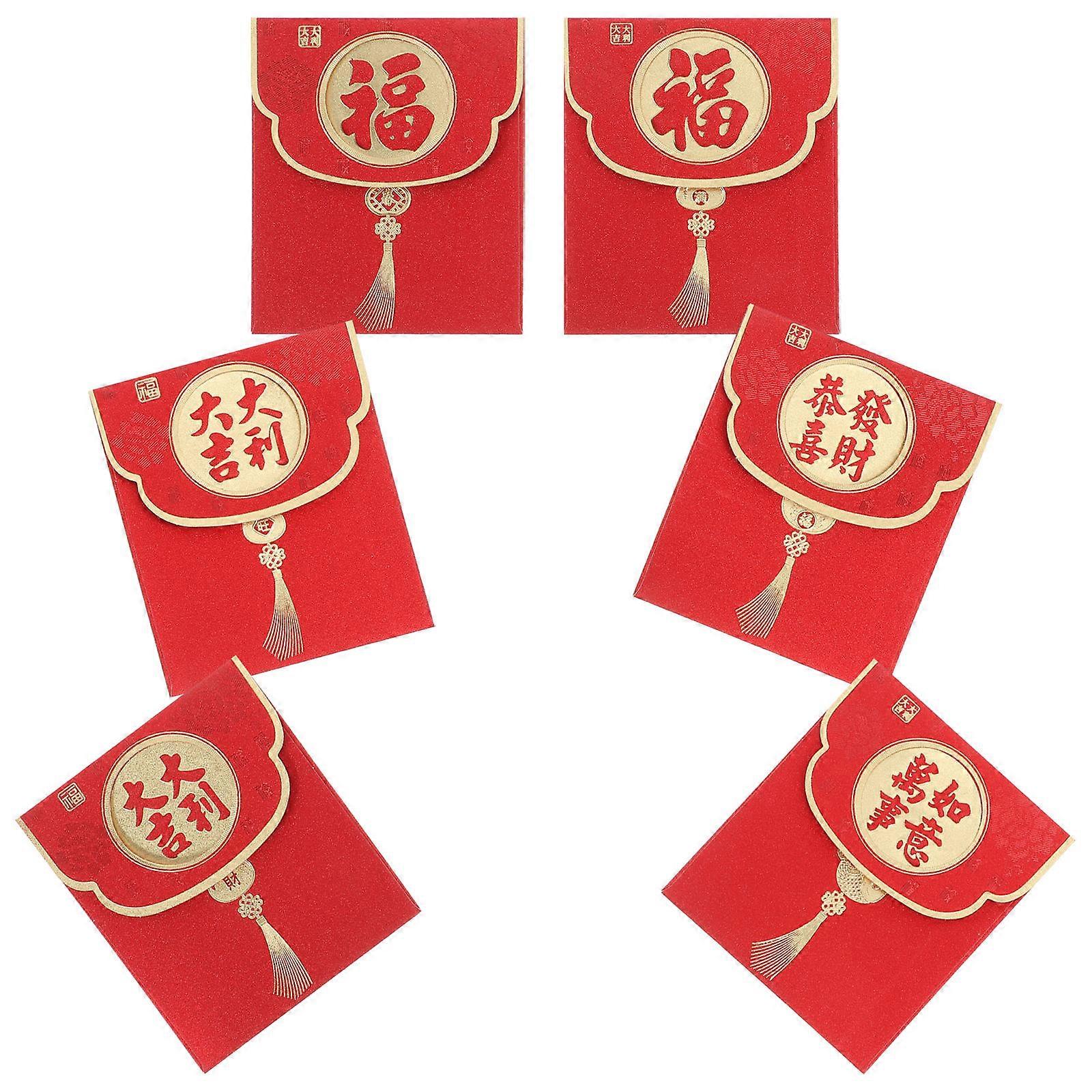 Chinese Red Envelope Bag for Gift 6Pcs Wedding Money Red Packets