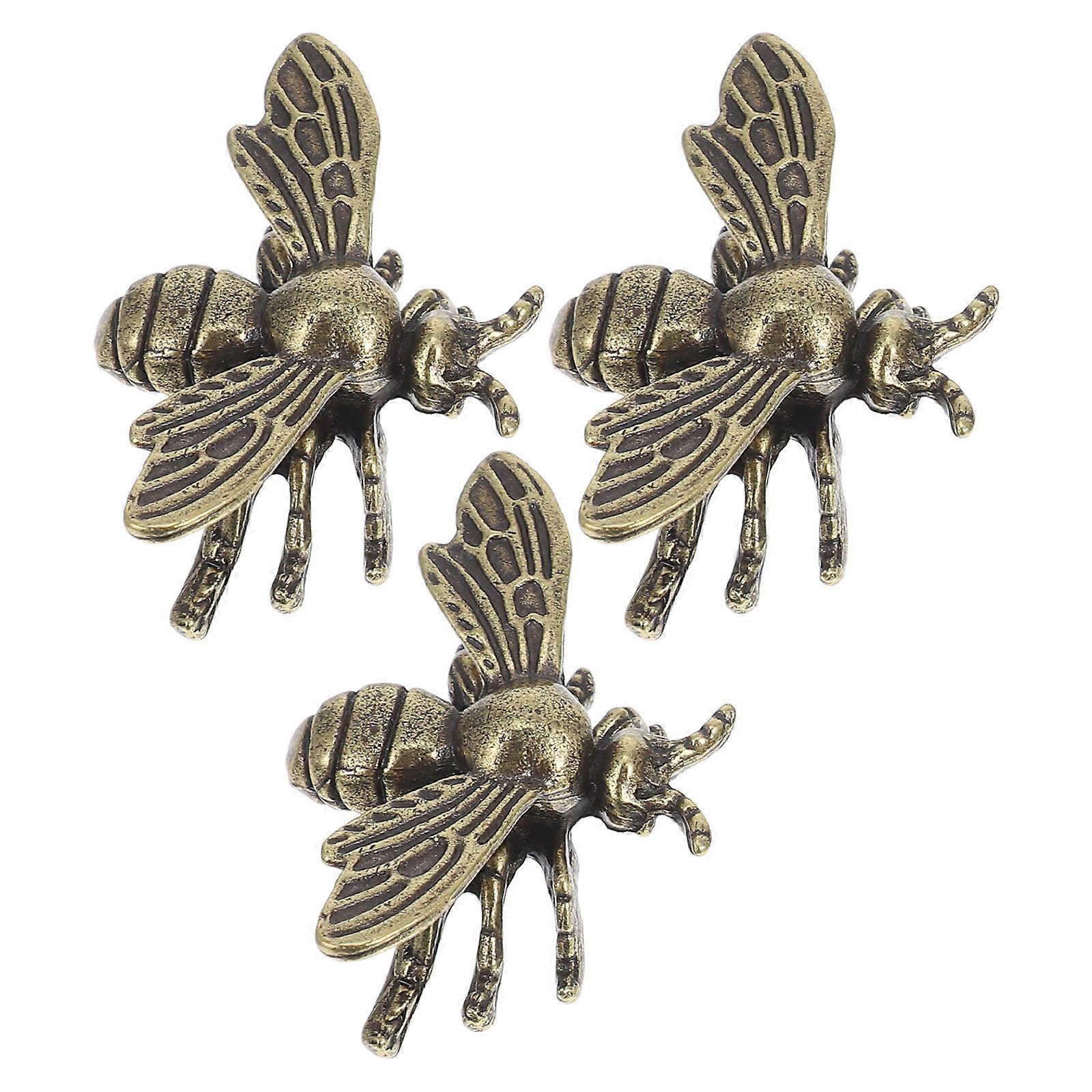 Golden Brass Bee Statue for Home Table Decor 6Pcs Set