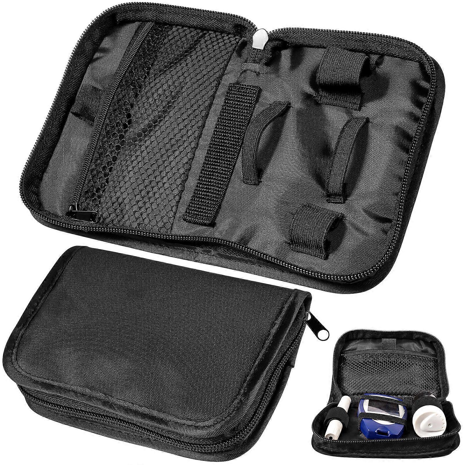 Zippered Pouch Blood Pouch Adults Storage Case Black 15.00X10.00X3.00CM Rectangular 2Pack