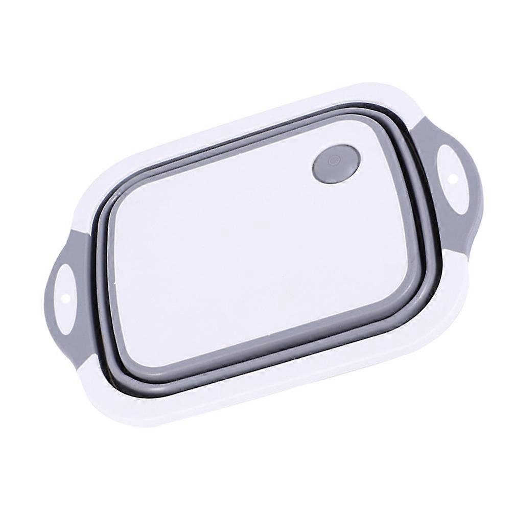 2Pcs Foldable Cutting Board With Strainer Suitable For Barbecue And Picnics 39X29CM Grey Vegetable Washing