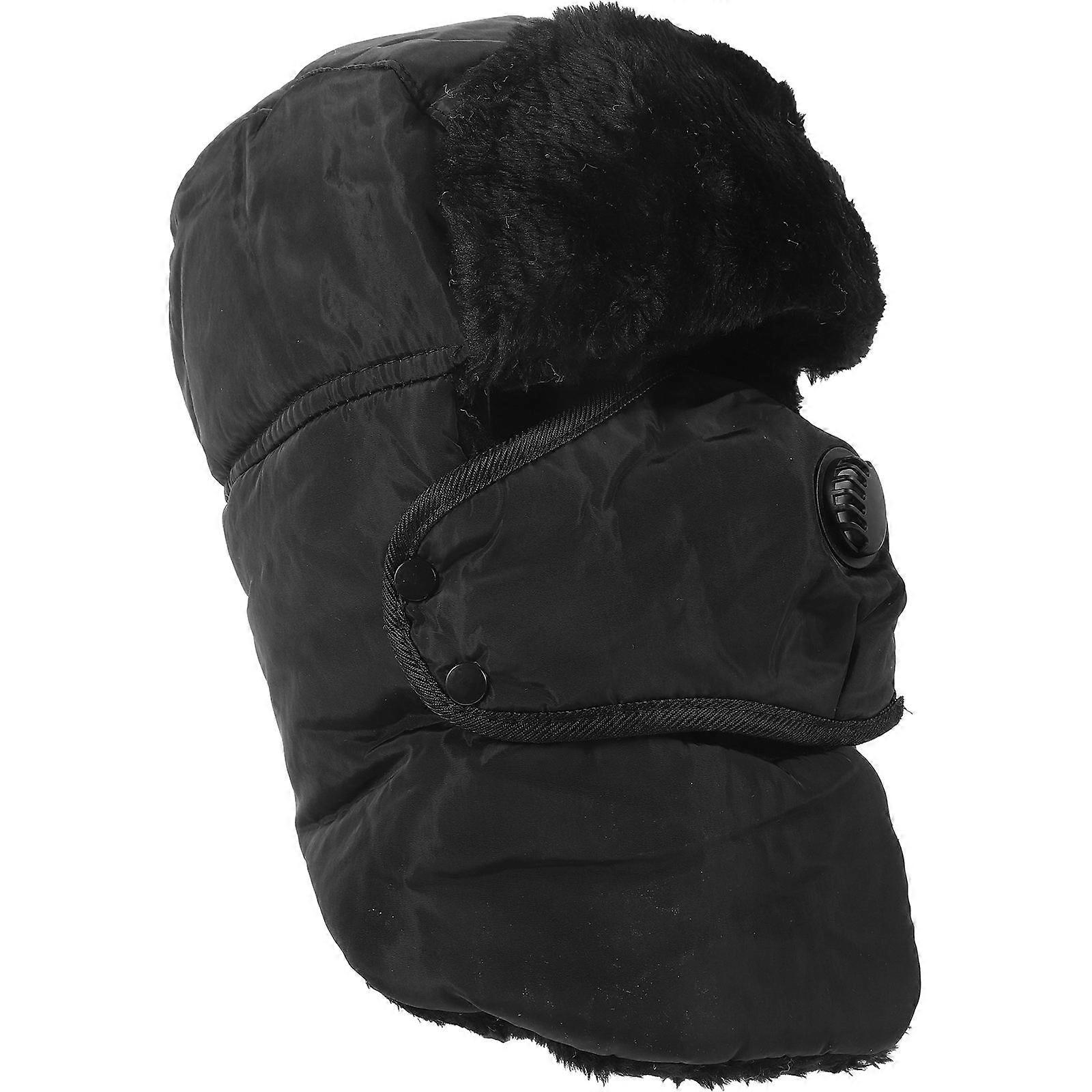 Winter Hat with Mask for Head Warmth Men Hat Black