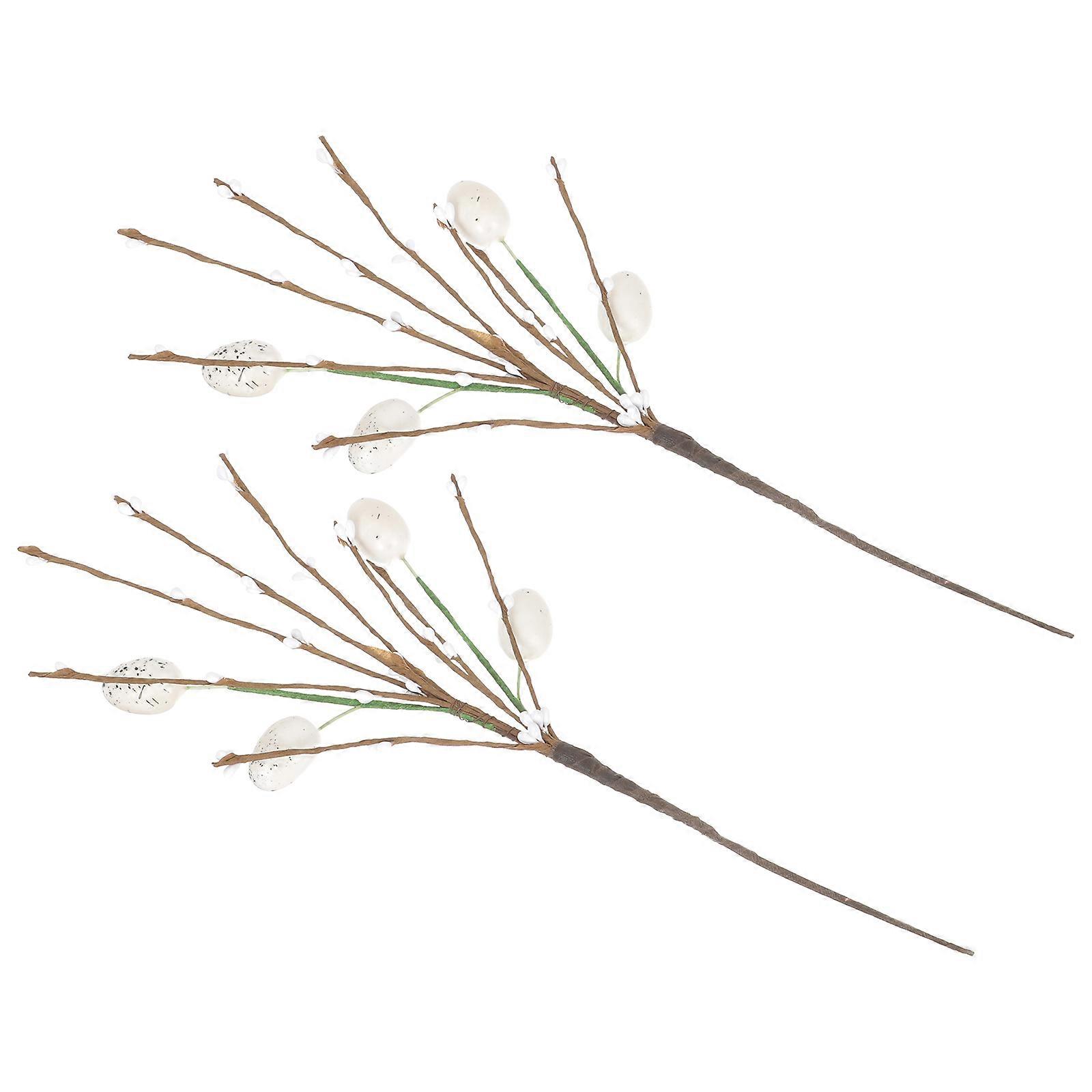 Easter Egg Branch Artificial Stems for Decoration 10Pcs White DIY Picks