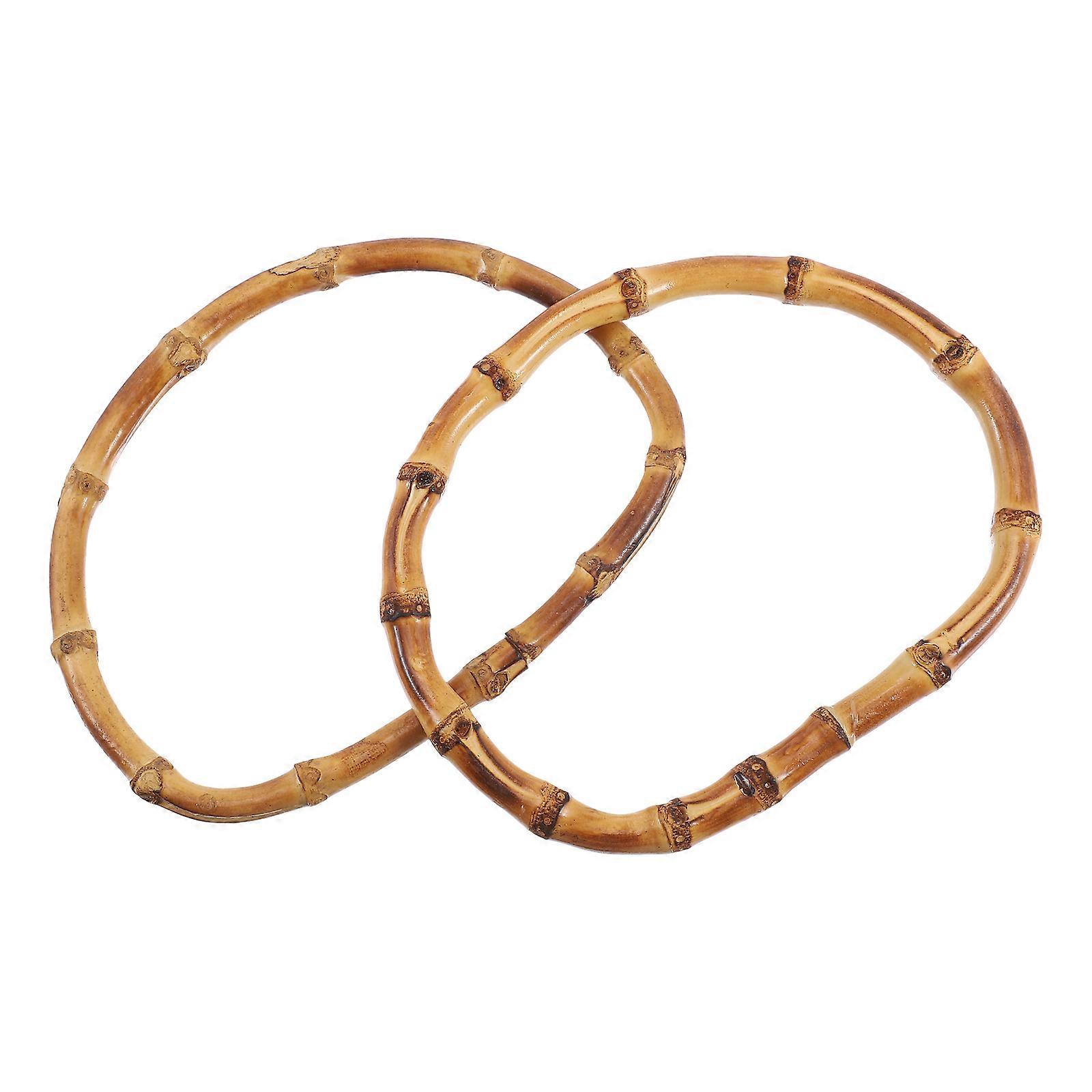 Bamboo Bag Handles D-Shape Replacement Handle For Bag Accessories 5.89X4.32X0.31inch Durable 4Pcs