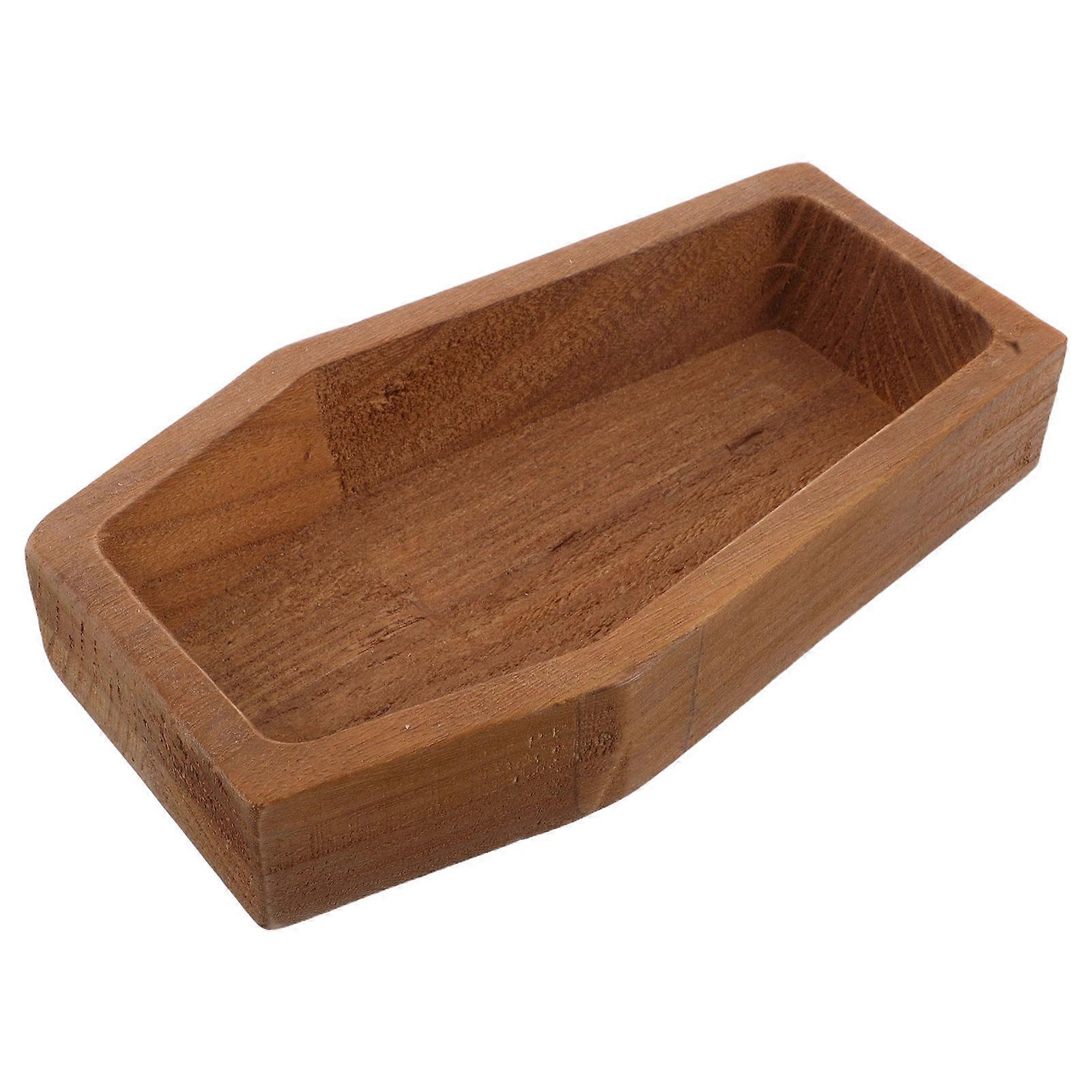 Coffin Serving Platter for Snacks 3Pcs Wood Serving Tray Brown