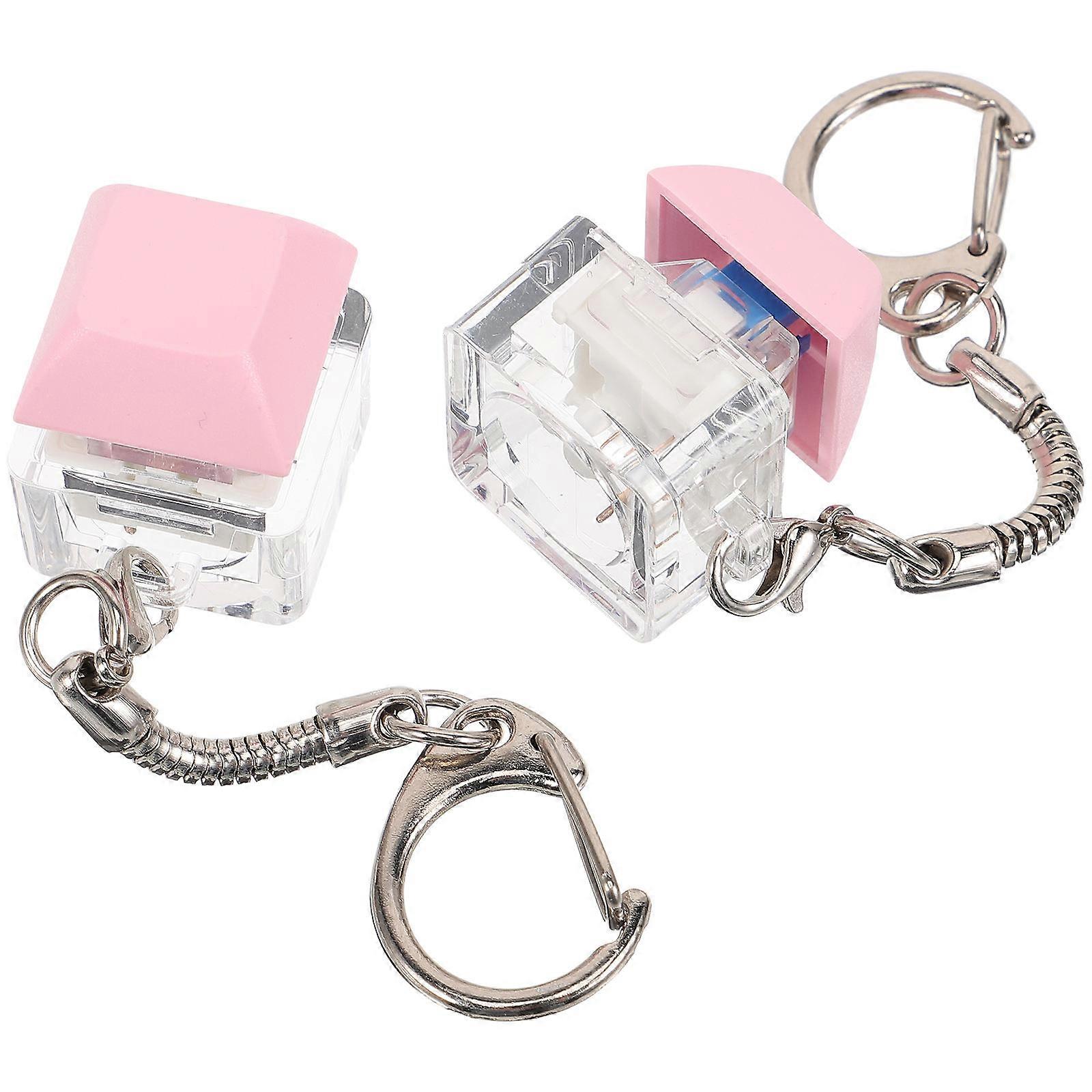 8Pcs Keyboard Key Chain Pink Pendant for Decor Stylish Keyring Set