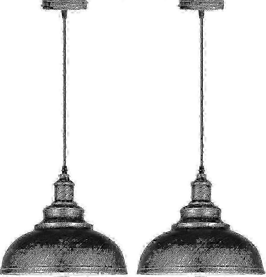 ビンテージインダストリアルペンダントライト2個セット、キッチンダイニングリビングルームレストラン天井器具用のE27ソケット付きレトロメタルシャンデリア