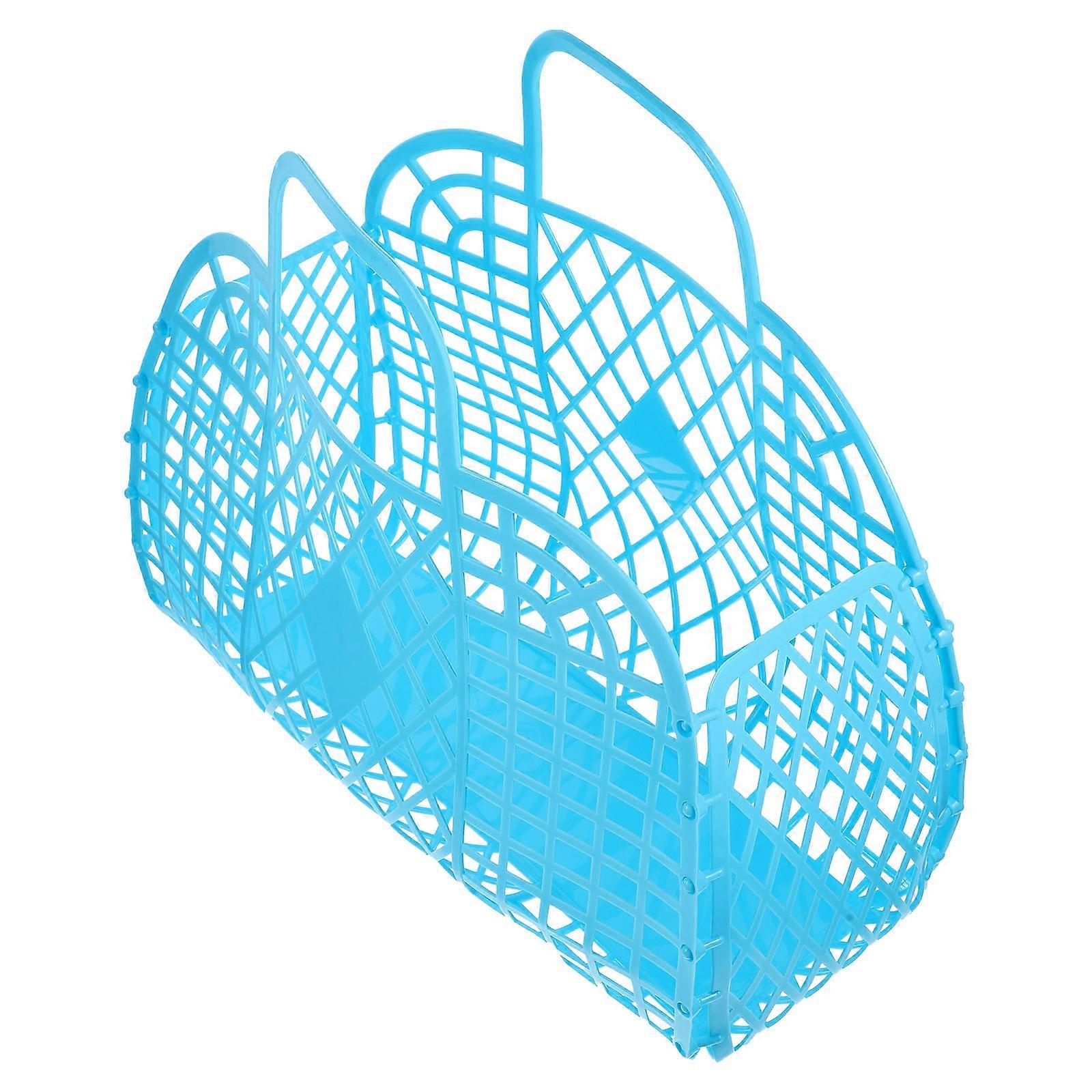 Plastic Basket Shopping Basket for Storage Use 1Pcs Blue Handle Design