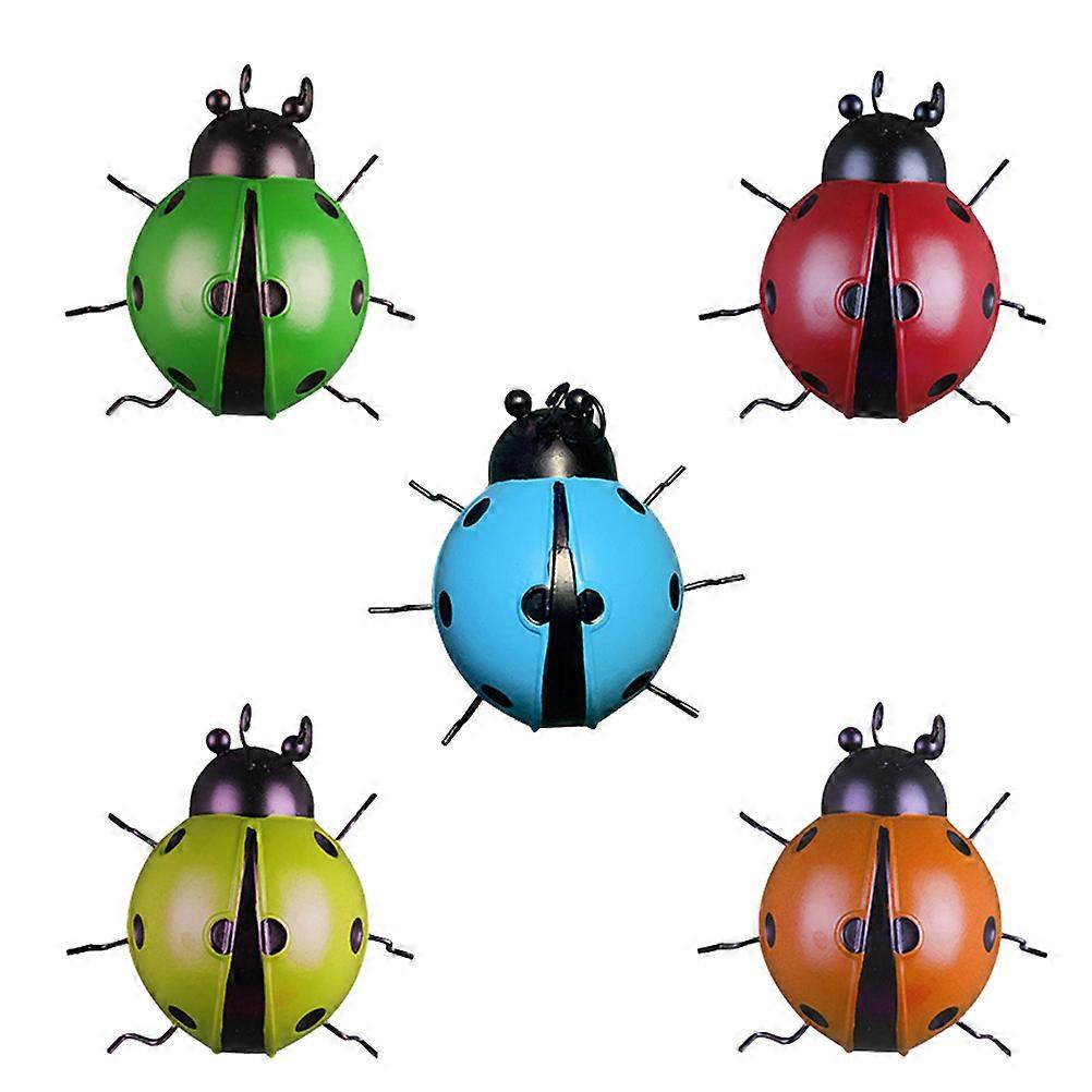 Iron Art Ladybug Wall Hanging Decor for Garden 1Set