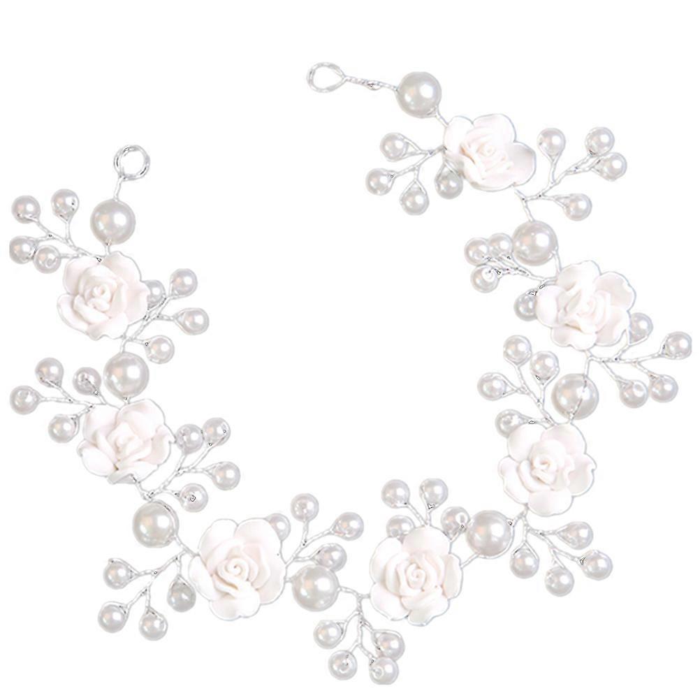 Bridal Headpiece for Wedding Decor 2Pcs White Polymer Clay Headband