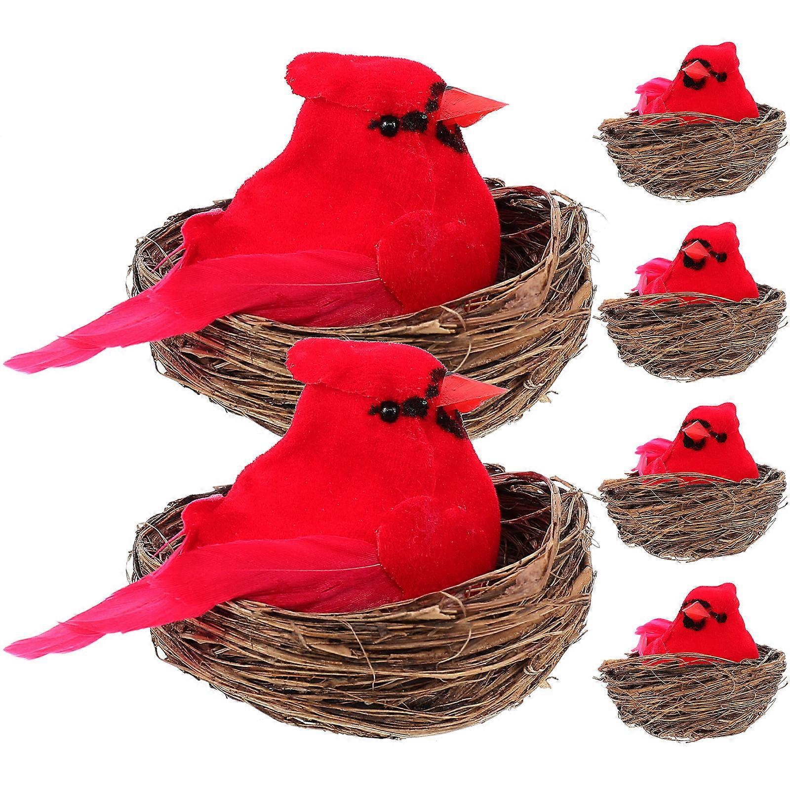 Artificial Bird Ornament Cardinal for Decoration 3Sets