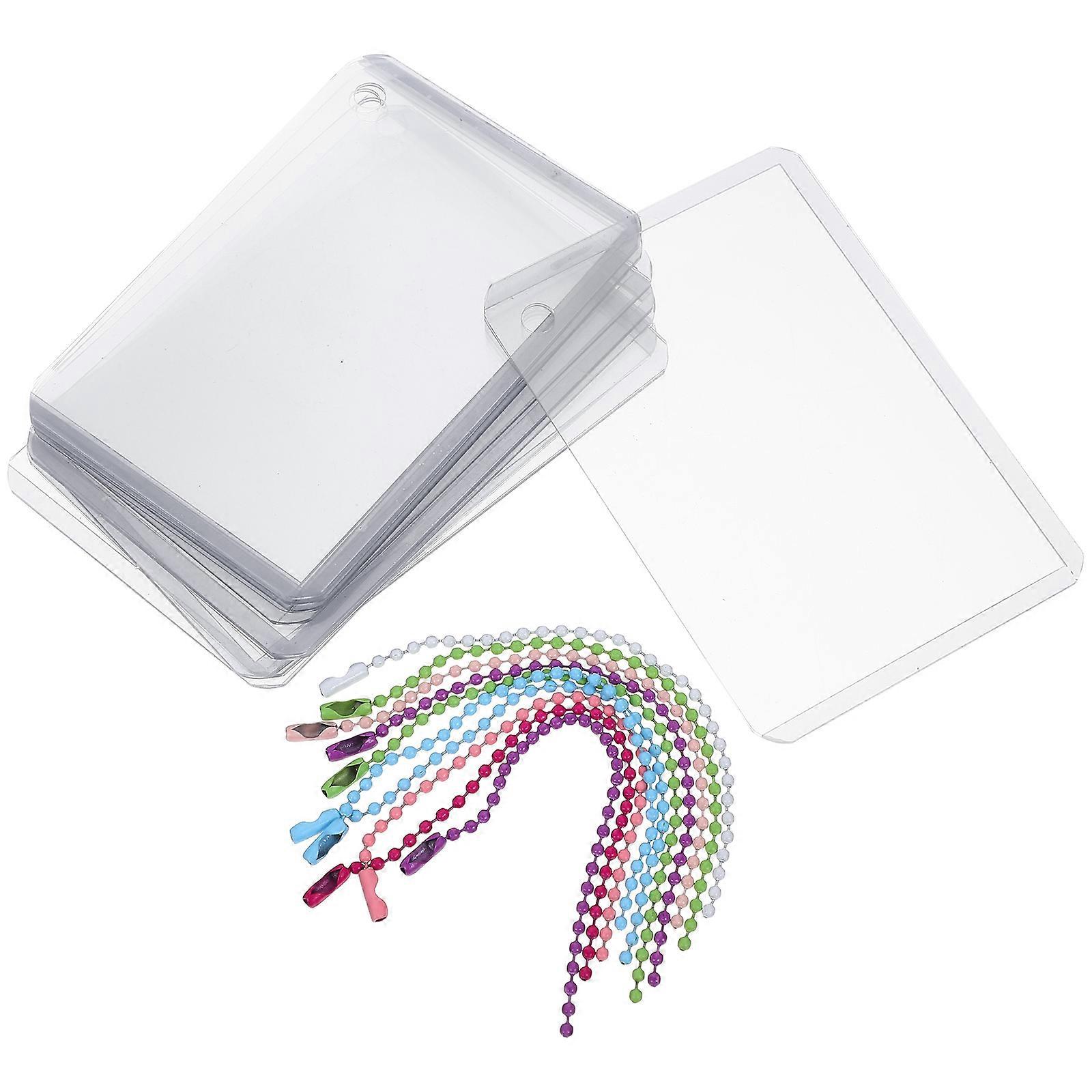 Protective Plastic Photocard Holder with Chain for Cards Transparent 30Sets