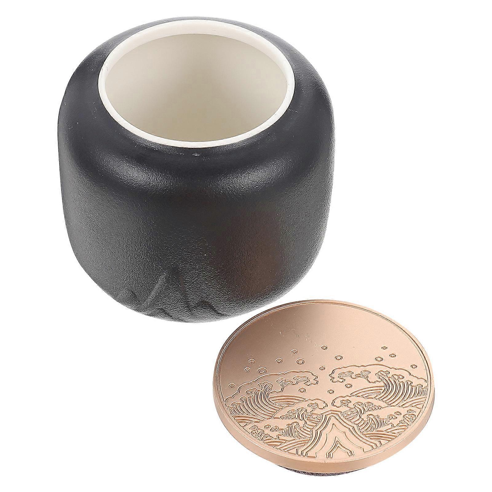 Sealing Tea Can Black Pottery for Storage Decorative Portable Tea Container