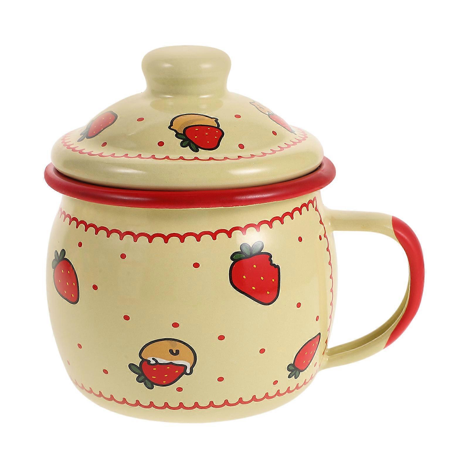 Lot de 4 tasses à café en émail avec poignée pour usage domestique