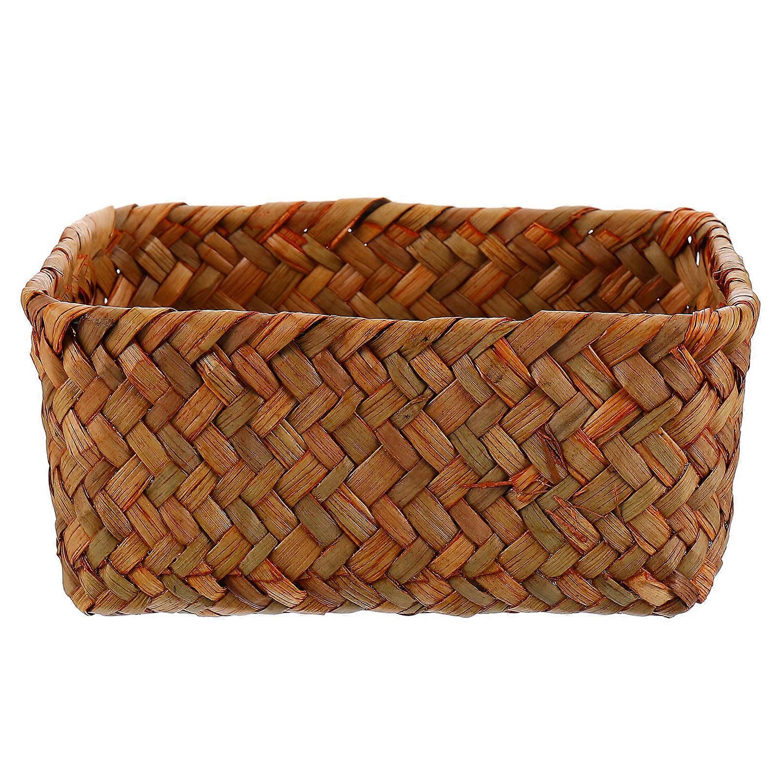 Storage Basket Woven Basket for Storage 2Pcs Handmade Yellow Container