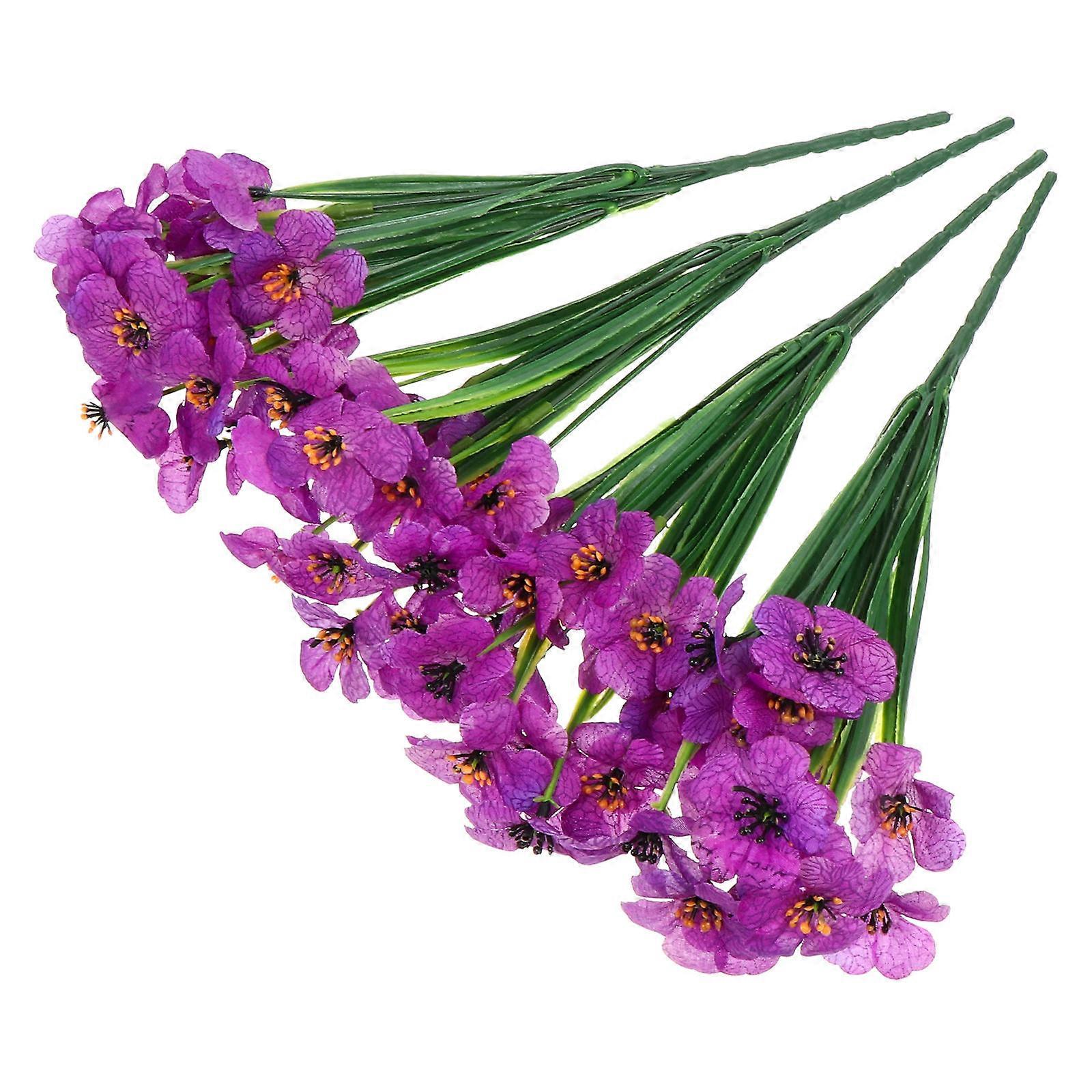 Artificial Violet Flower Arrangement Decorative Props for Decoration 4Sets