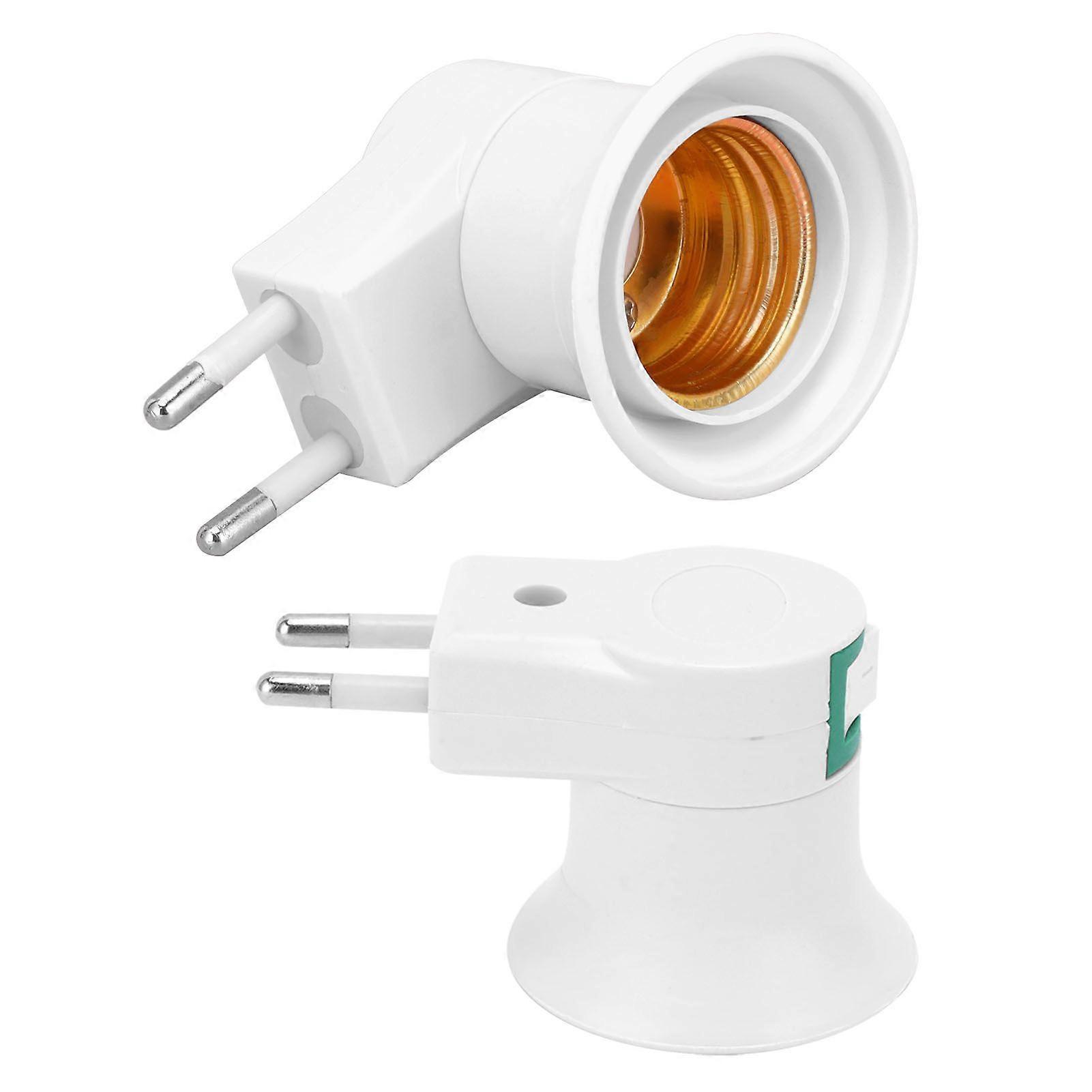 2Pcs E27 Lamp Socket Adapter with Switch PVC ScrewIn Outlet Lamp Base