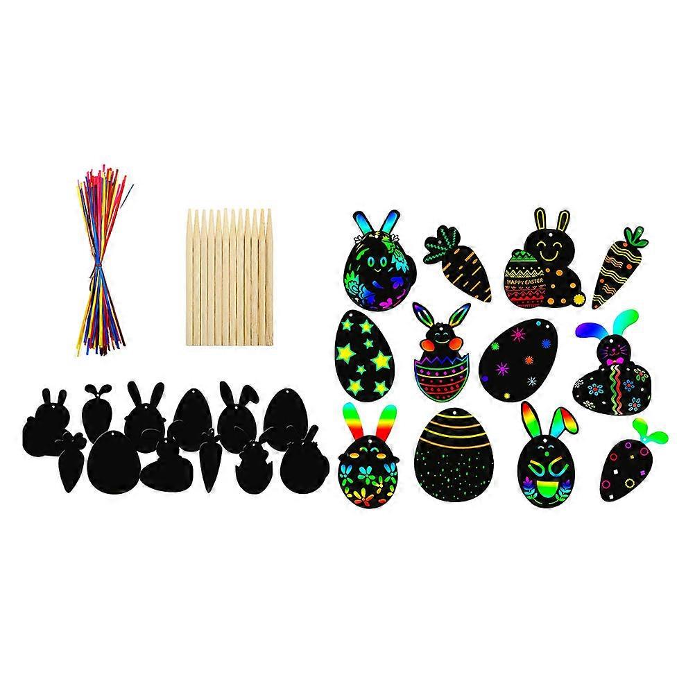 DIY Scratch Paper Kit for Kids Easter Crafts 1Set Rainbow Scratch Paper