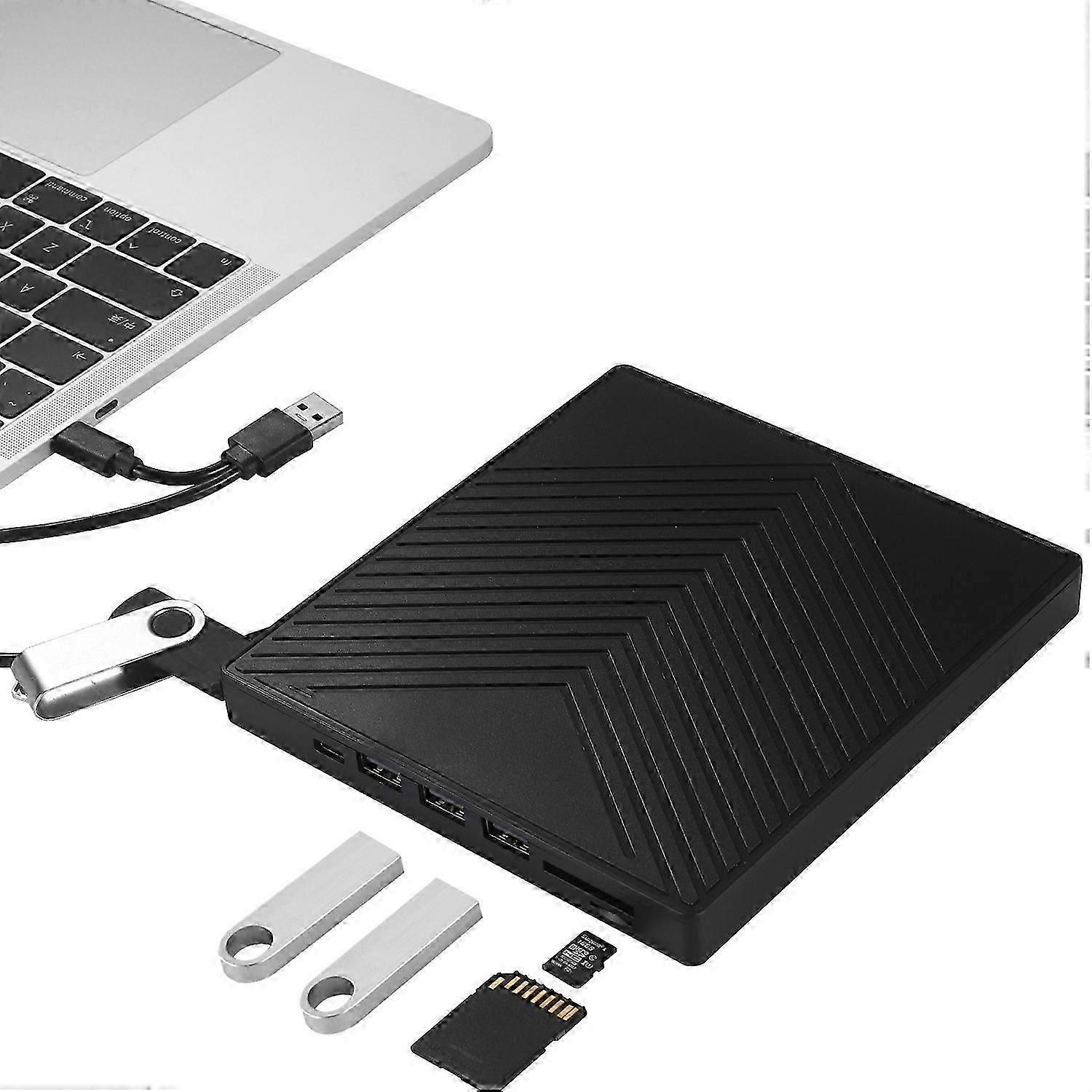 External Cd Dvd Drive, Ultra Slim Cd Burner Usb 3.0 Multi-Port Plug-In Optical Drive Computer Dvd Burner