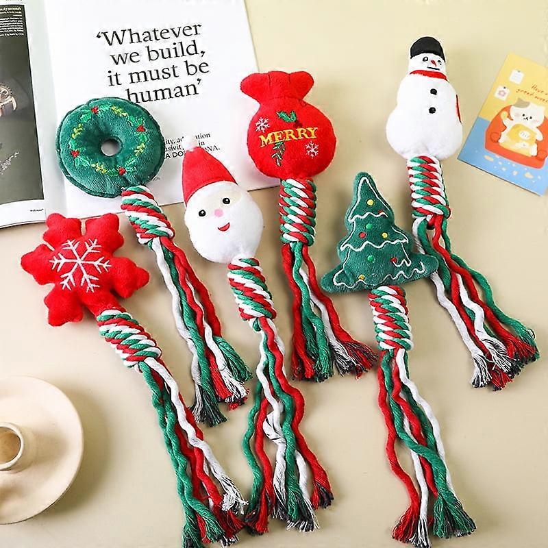 1pc Christmas Plush Toy Rope for Dog & Cat Teeth Cleaning, Durable Chew Toy; Compatible with Pet Supplies