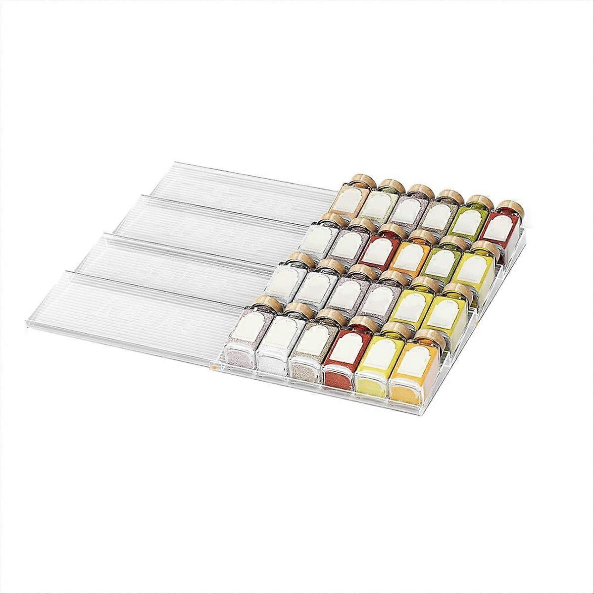 Expandable Spice Drawer Organizer, Adjustable Clear Acrylic Spice Rack for Drawer, for Kitchen Spice