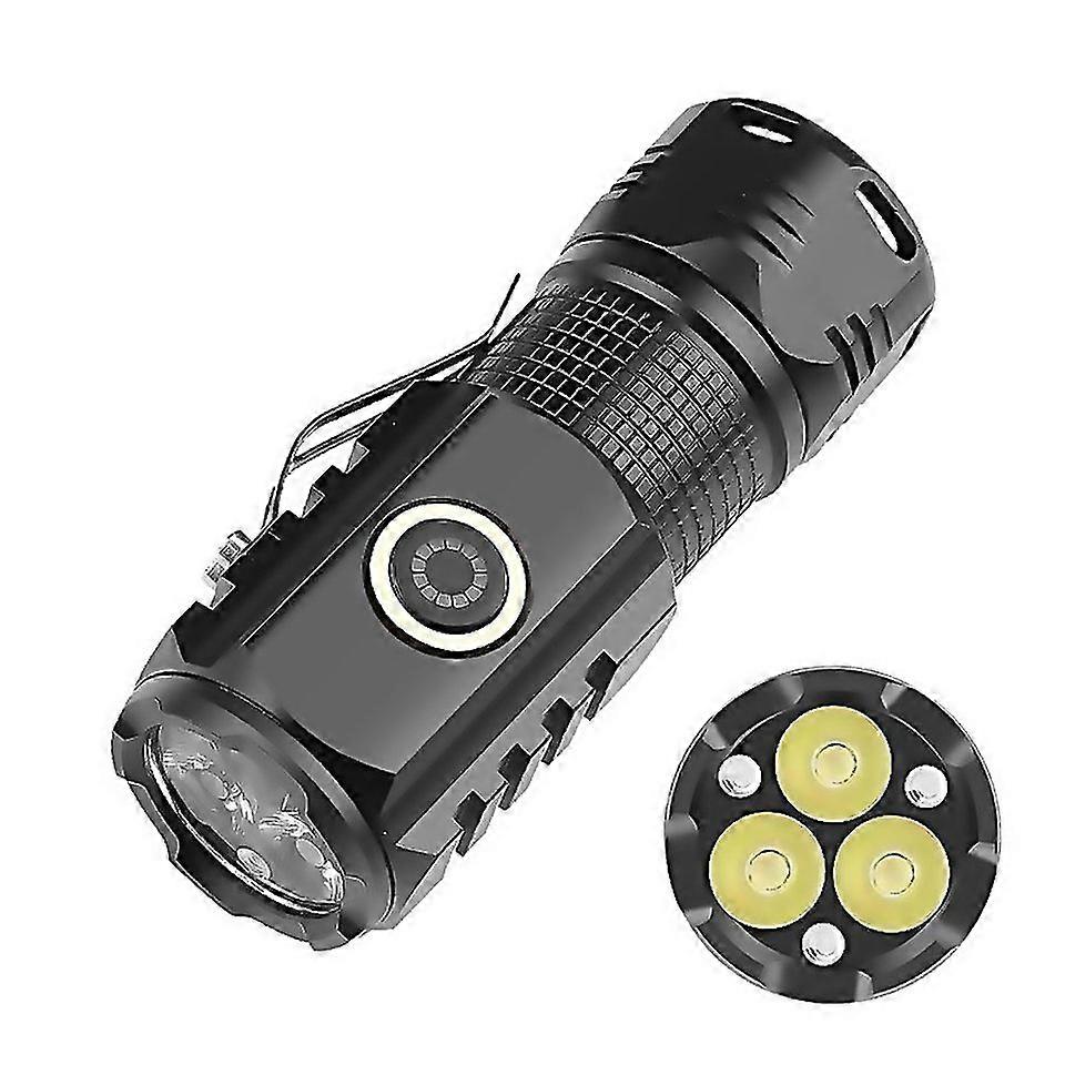 For 3led Strong Light Typec Charging Convenient Mini Multifunction Flashlight