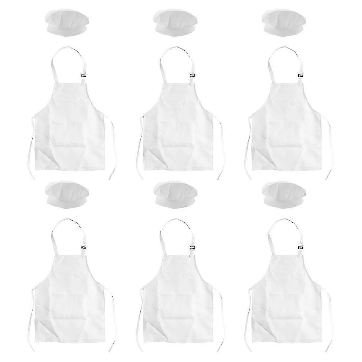 Chef Hat and Apron Set with Pockets for Kids, White, Ages 2-6