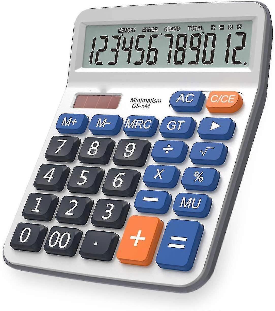 Large Lcd Display Button Electronic 12 Digits Desktop Minimalist Calculator(5m)