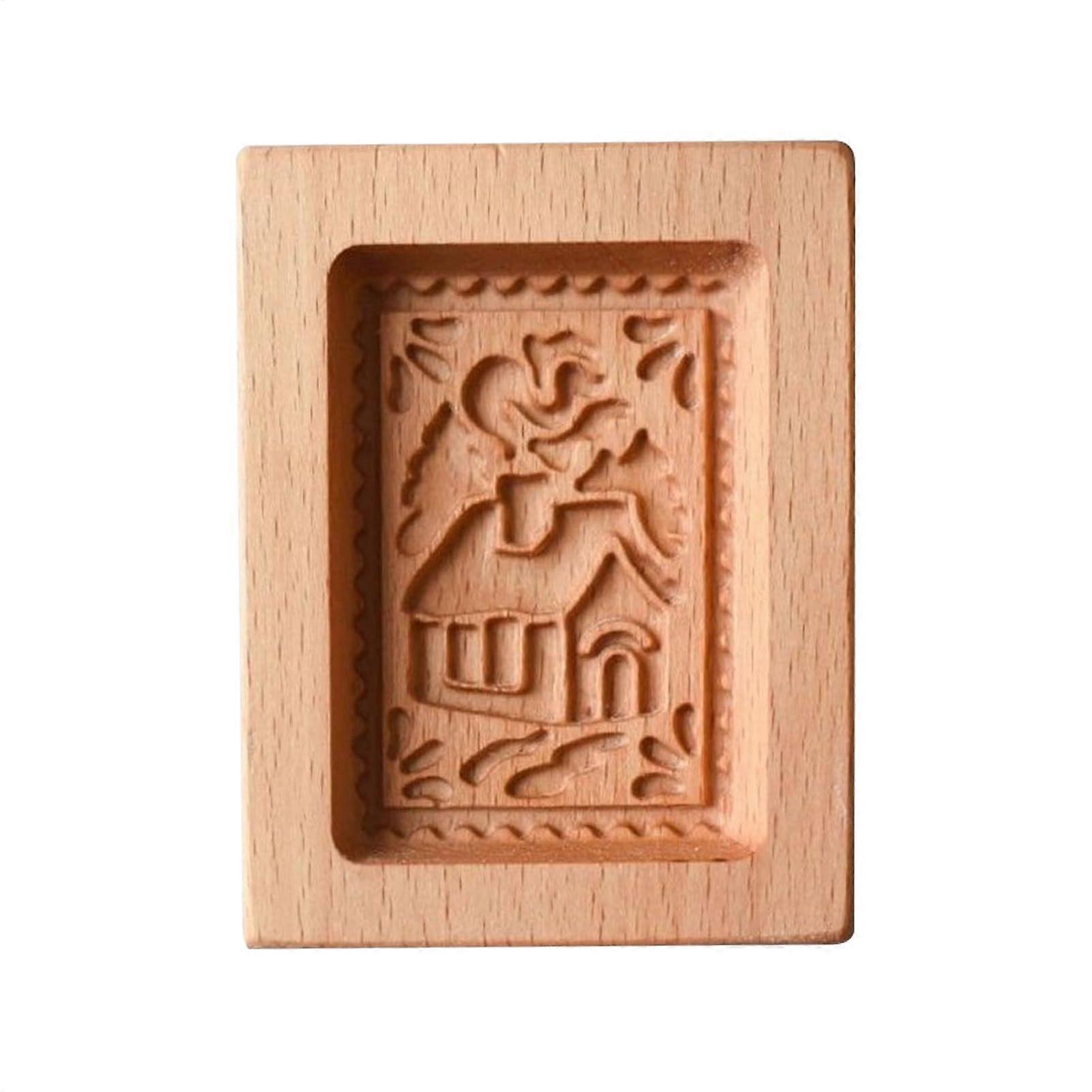 Cookie Press Wooden Baking Mould Embossing Tool For Beginners D: House