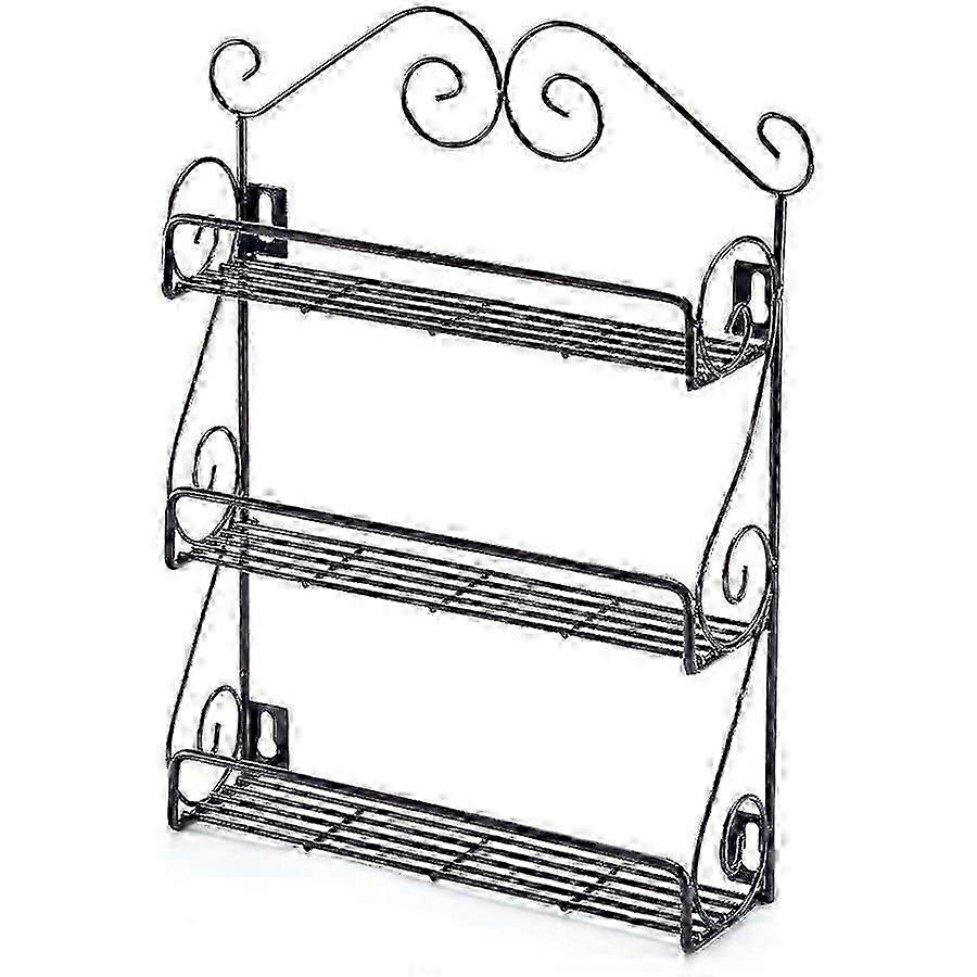 Spice Rack, 3 Tier Metal Spice Rack for Spice Shakers Spice Jars - Black