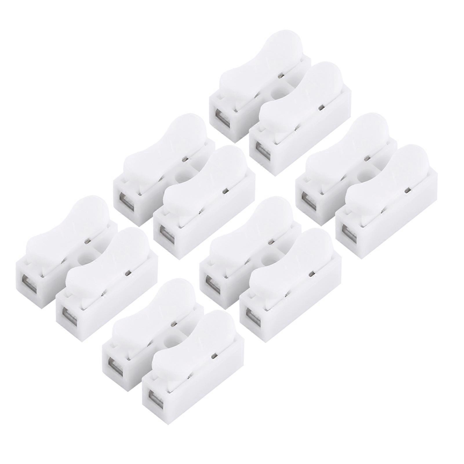 100pcs 10A 2ピンプッシュクイックワイヤーケーブルコネクタホワイト配線端子
