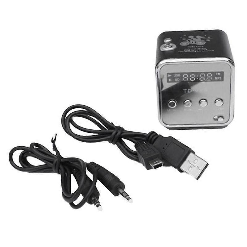 TD-V26 Digital Portable Mini Fm Radio Receiver LED Loudspeaker Wireless Speaker MP3 Support SD/TF Card Black