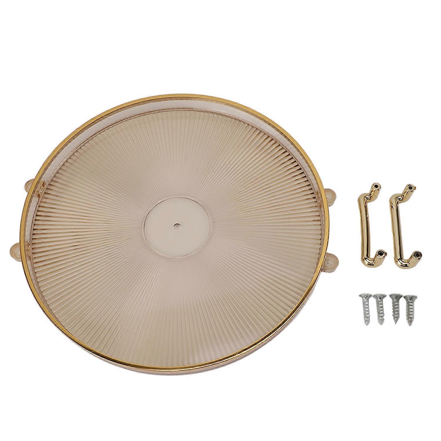 Round Tray with Gold Handle Elegant Multi Functional Golden Rim Serving Tray for Fruit Desserts Ambe