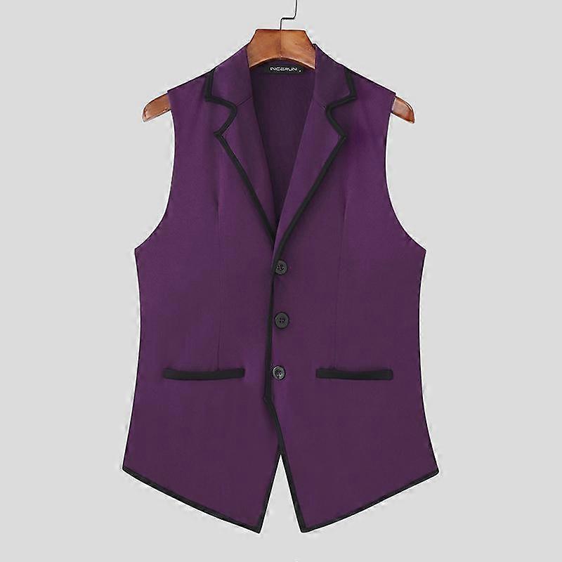 INCERUN Men Notched Lapel Sleeveless Irregular Stitching Casual Thin Vest Waistcoat