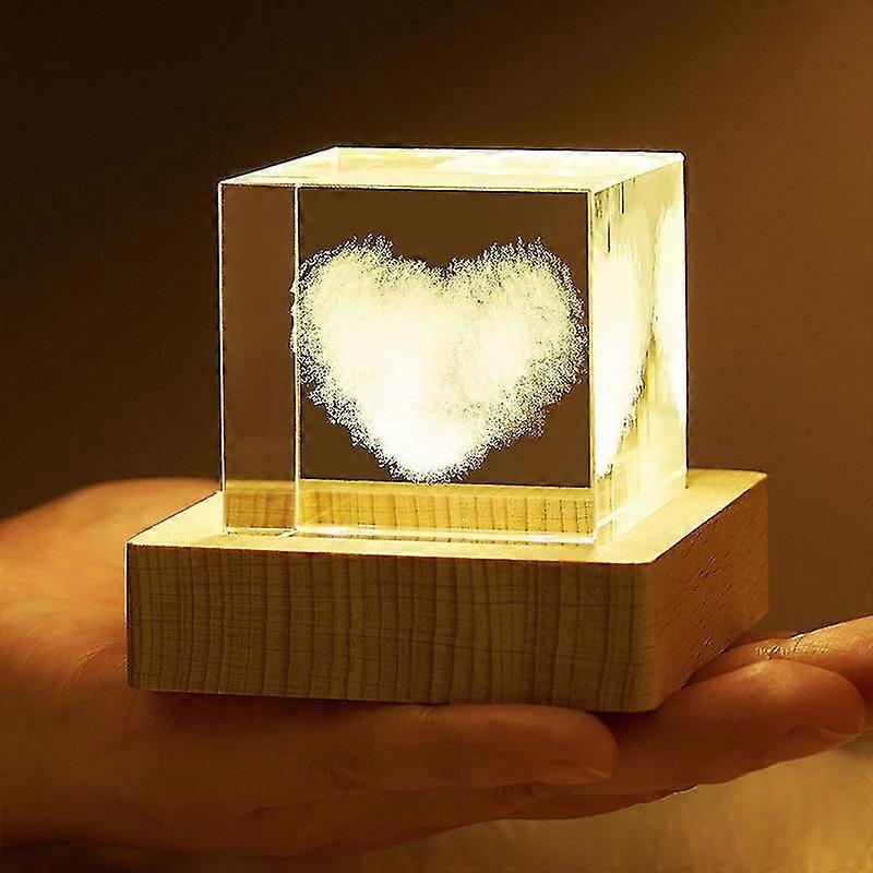 3D كريستال منحوتة القلب سحابة النظام الشمسي ليلة ضوء فريدة من نوعها هدية الزخرفية هدية عيد الحب 5 * 5 سم
