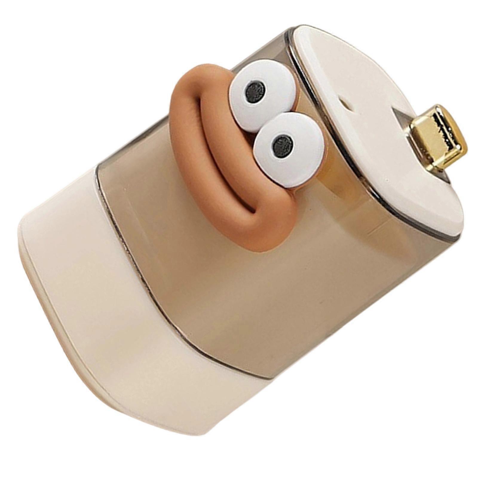 Plastic Automatic Toothpick Dispenser Cartoon Mouth Pattern Dustproof Container For Home Office Popping Up Mechanism  White