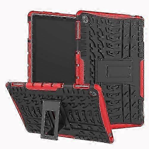 For Huawei MediaPad M5 Lite 10.1 inch Tire Texture Shockproof TPU+PC Protective Case with Holder