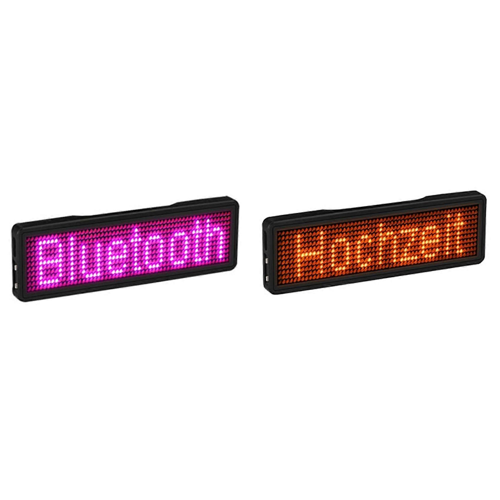 2Pcs Bluetooth LED Name Badge Rechargeable Light Sign Programmable Scrolling Message Board Display LED,Type 3 & Type 4