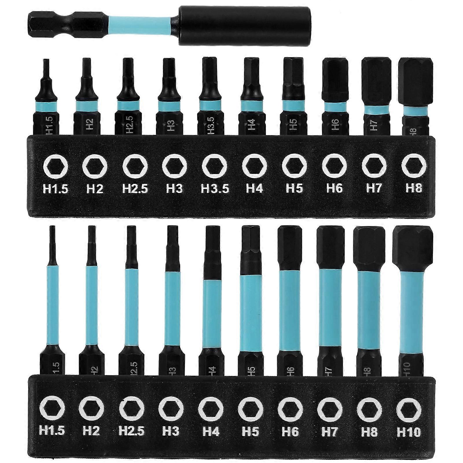 FUYGRCJ 21Pcs Hex Screwdriver Bits Set, 1/4inch Hex Shank, Magnetic Tip, S2 Alloy Steel, H1.5-H10, Compatible with Most Drivers