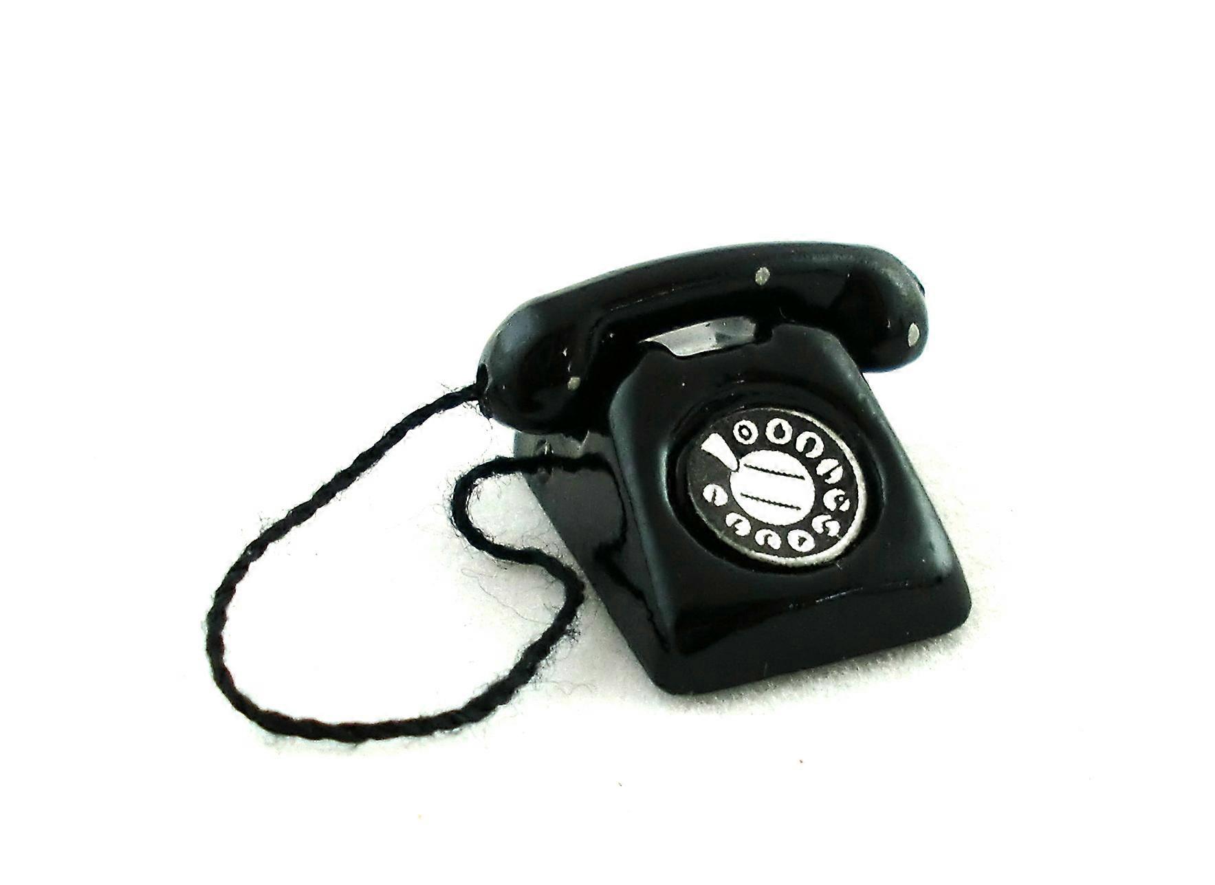 دمى البيت مصغرة دراسة صالة ملحق أسود ريترو الهاتف الهاتف 5371