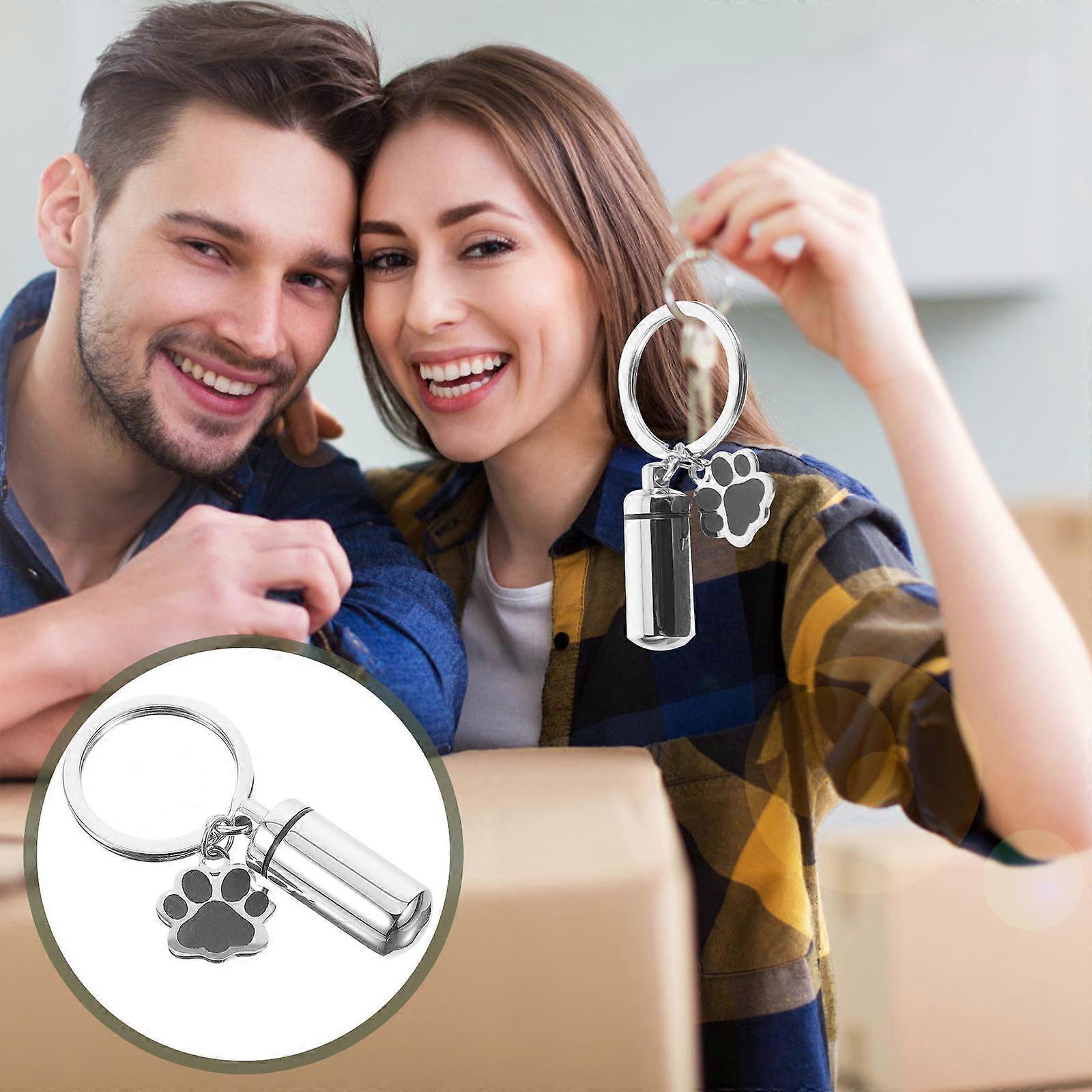 Pet Urn Key Chain for Ash Keepsake with Titanium Steel Mini Container