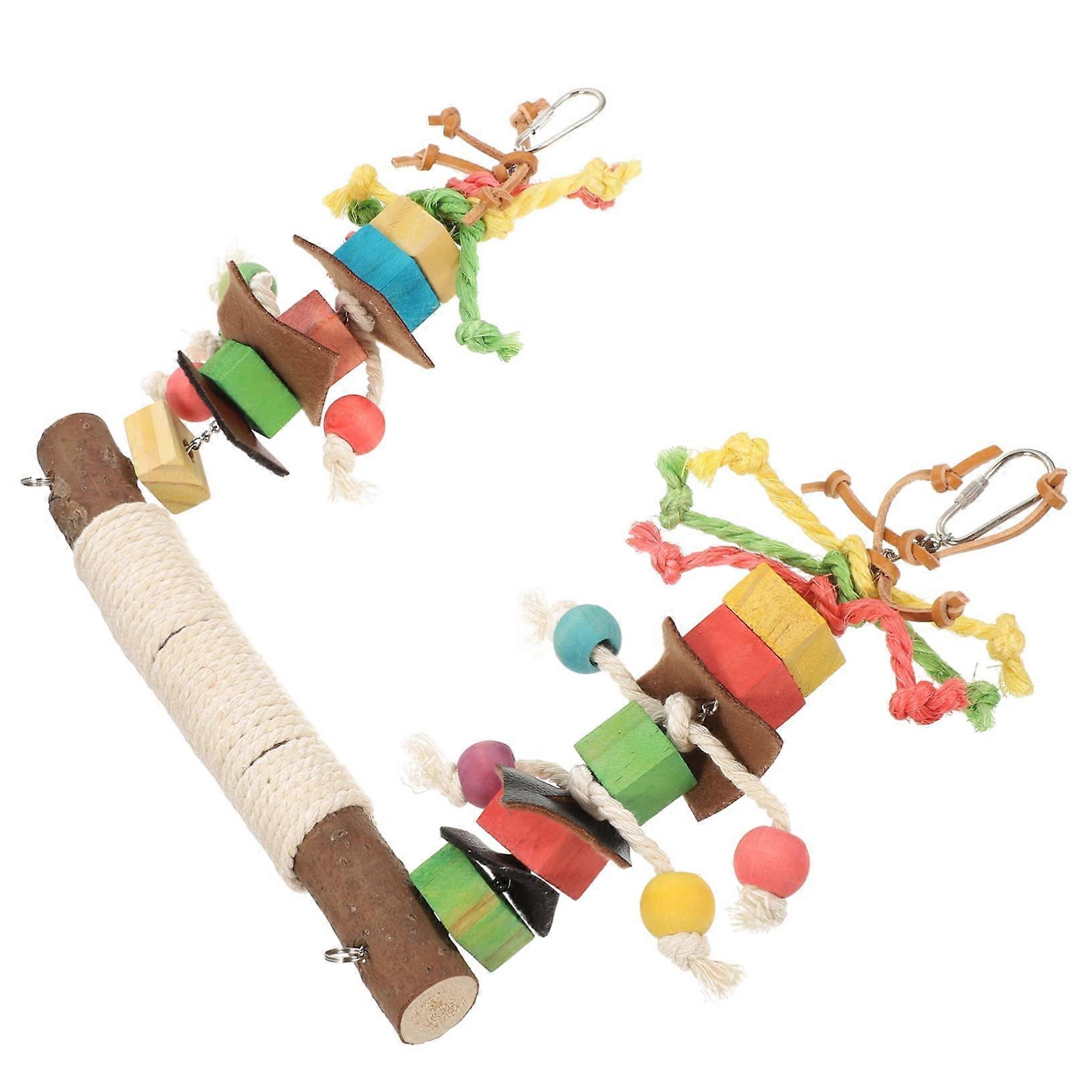 Bird Perch Swing with Durable Wood Stand for Parakeet Cage Training and Exercise