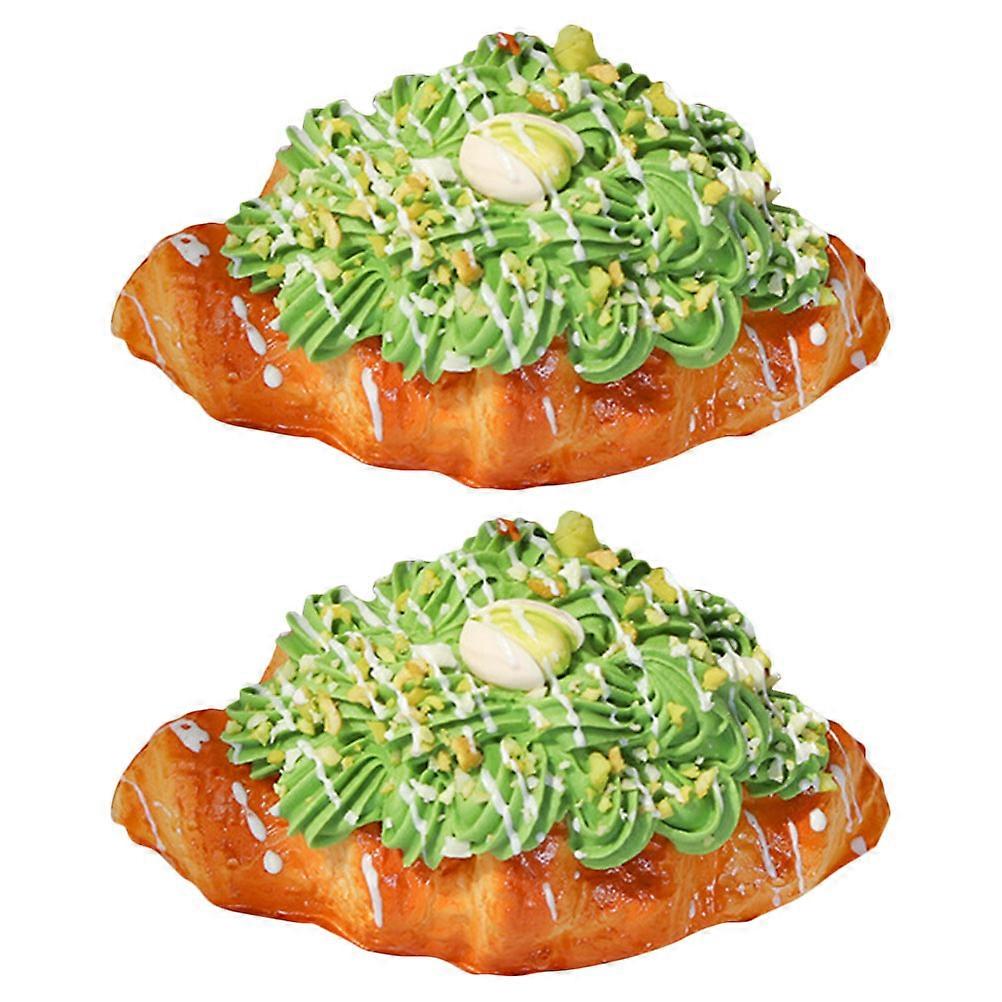 PU Bread Artificial Croissant Model for Display 2Pcs Fake Bread Simulation