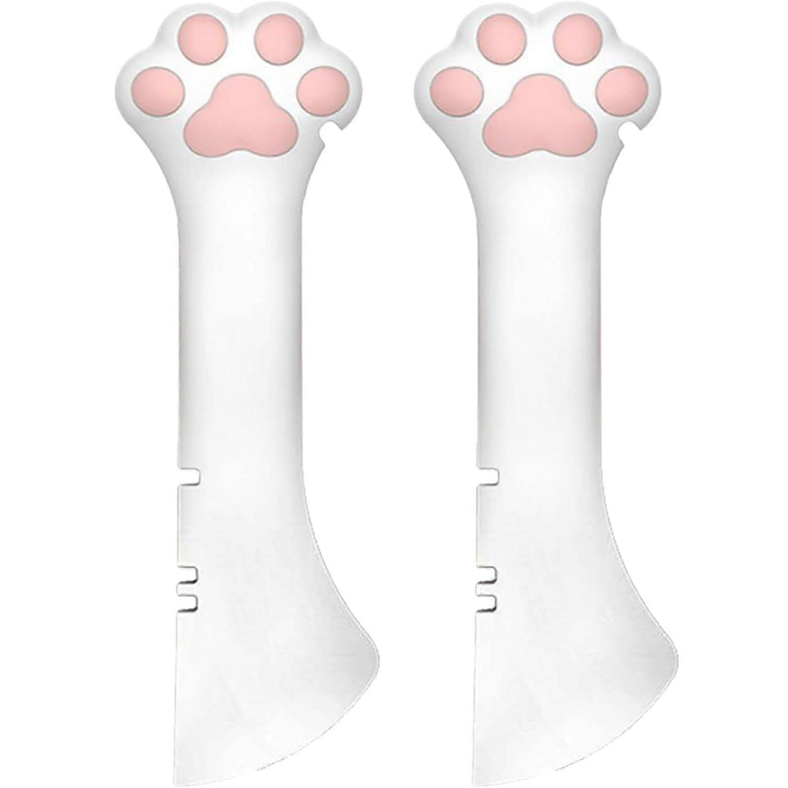 2Pcs Silicone Cat Food Spoon with Can Opener Tip, Long Handle Pet Feeding Spoon, 13cm White