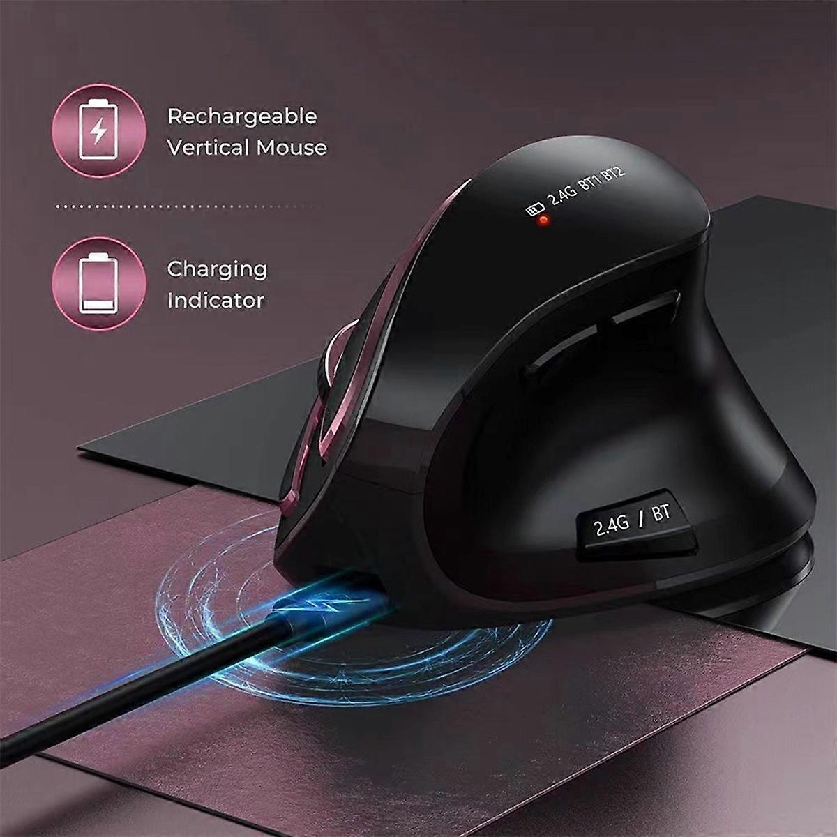 Bluetooth Vertical Wireless Mouse Rechargeable USB Wireless Mouse Ergonomics Mouse for PC Tablet Laptop Notebok-A