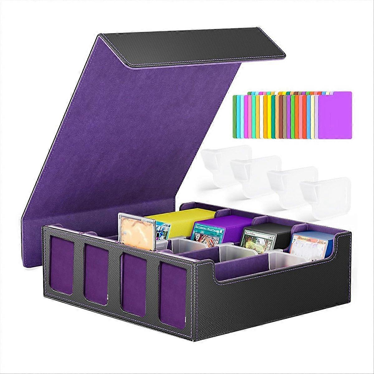 Trading Card Storage Box with Window, 4-Row Deck Case Black&