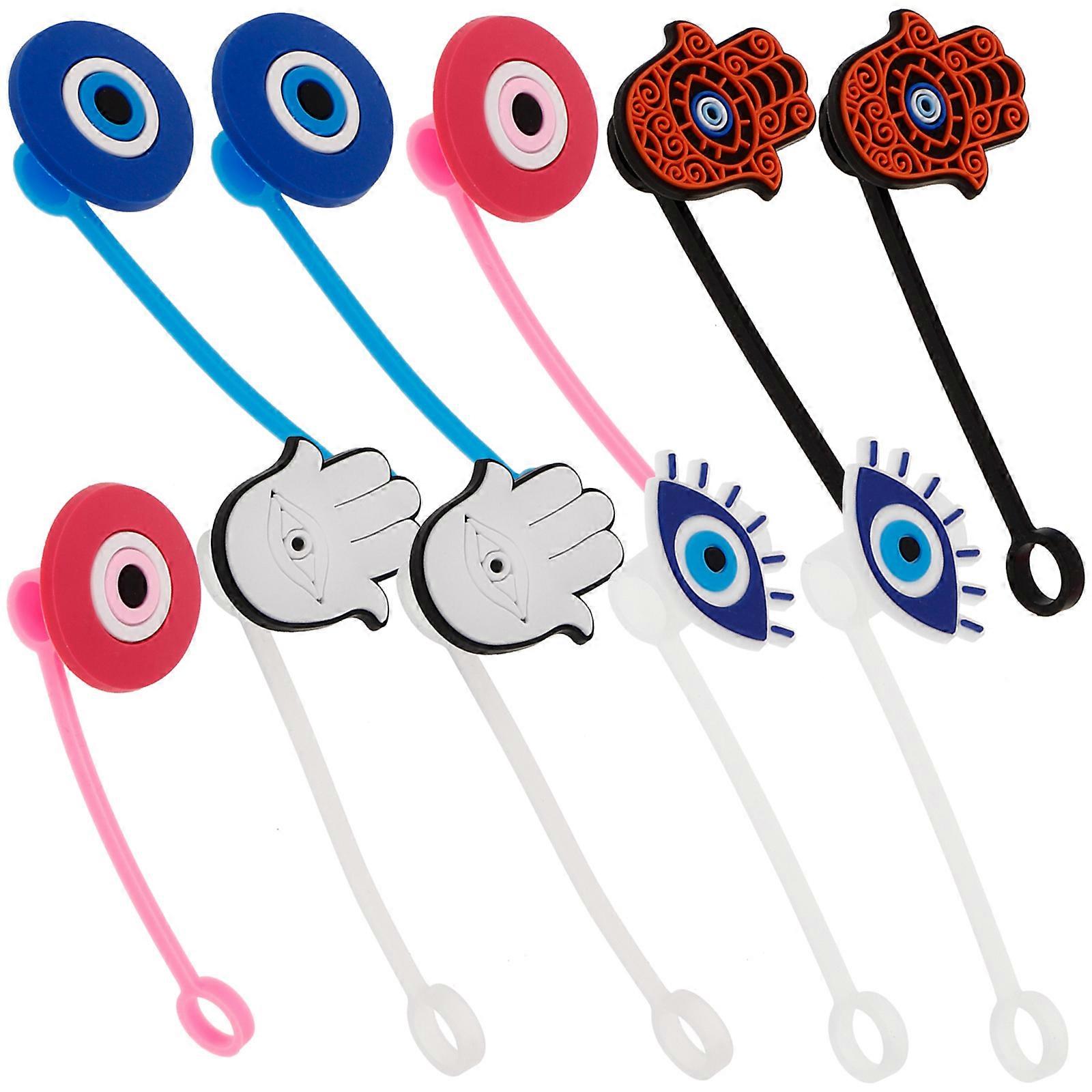 Eye Straw Covers 10Pcs Silicone Round Assorted Color Easily Openable and Closable Solution for Everyday Drinking